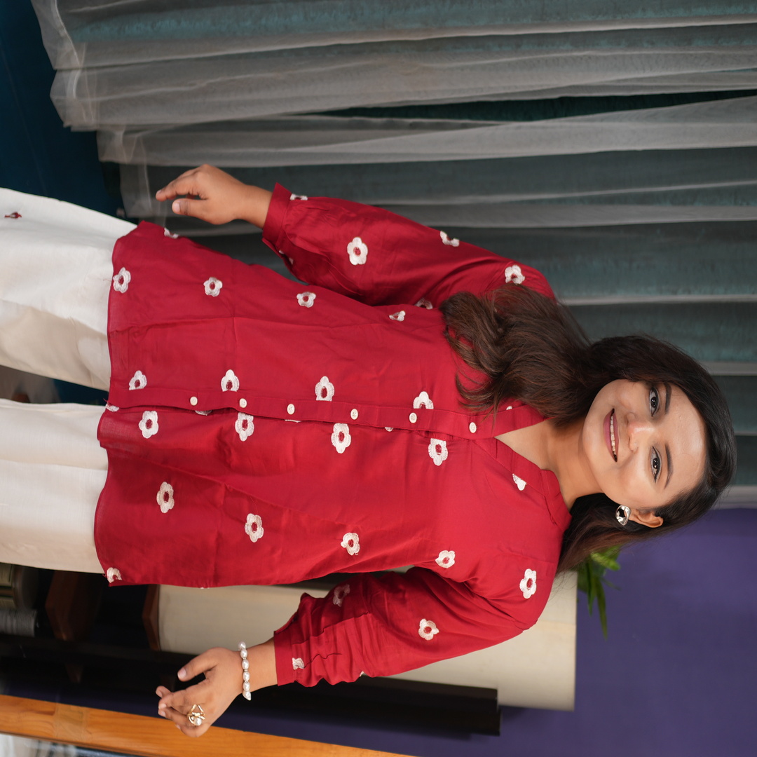 মেরুন প্রিমিয়াম লিলেন ফেব্রিক্স এর 2 পিস
