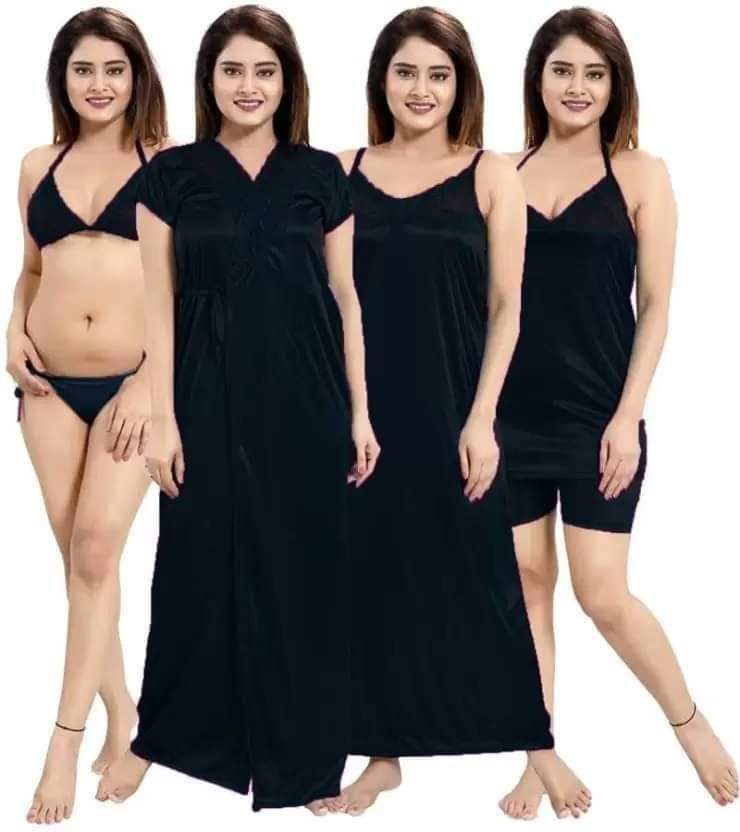 ৬-পিস প্রিমিয়াম নাইট ওয়্যার সেট (কালো)