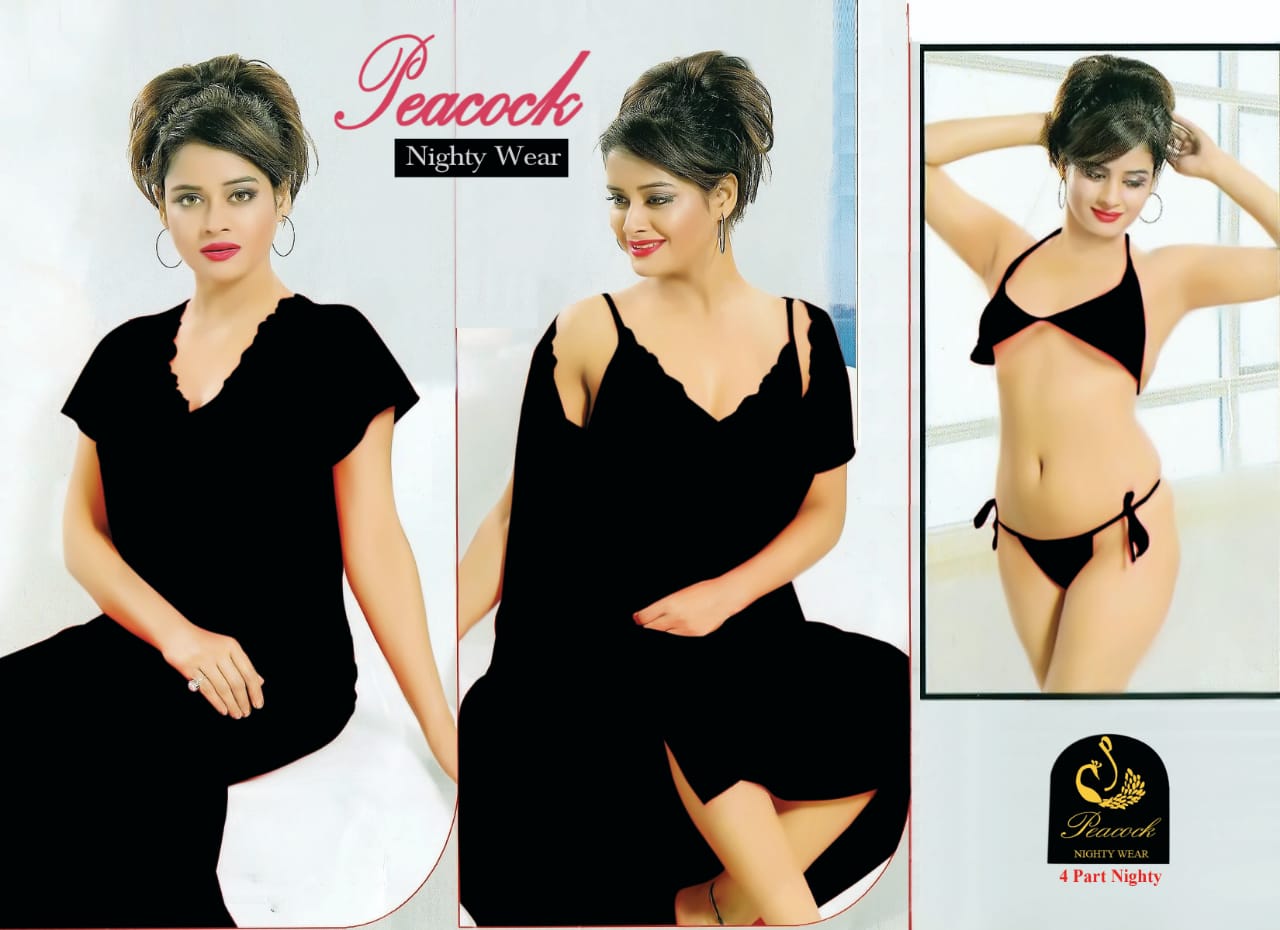৪-পিস প্রিমিয়াম নাইট ওয়্যার সেট কালো Black